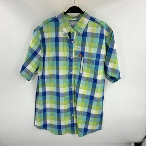 The American Outdoorsman Men's L Plaid Button Down Short Sleeve Fishing Shirt